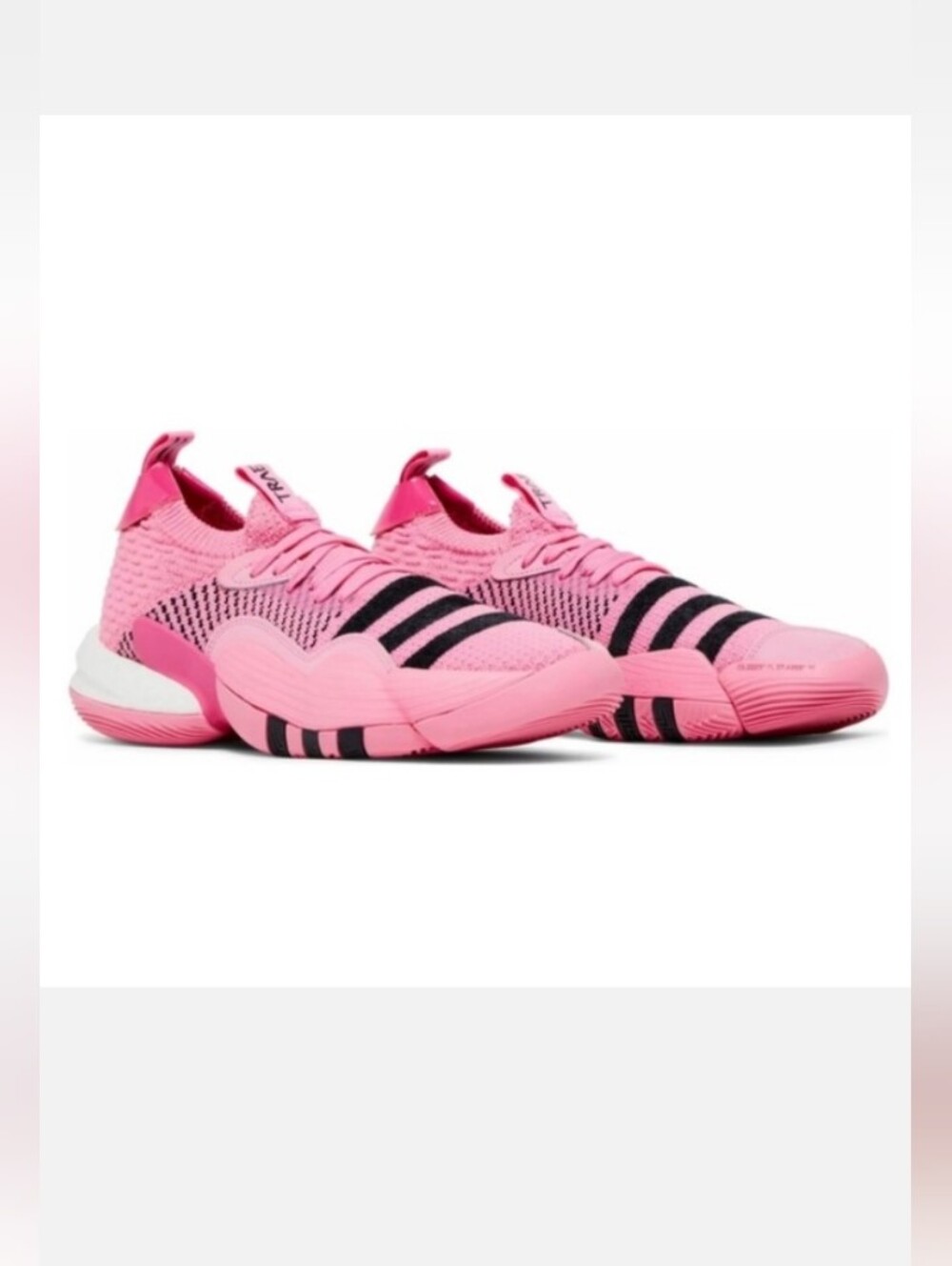adidas Trae Young Pink Trap House Athletic Sneakers Black Stripes New Mens 7.5